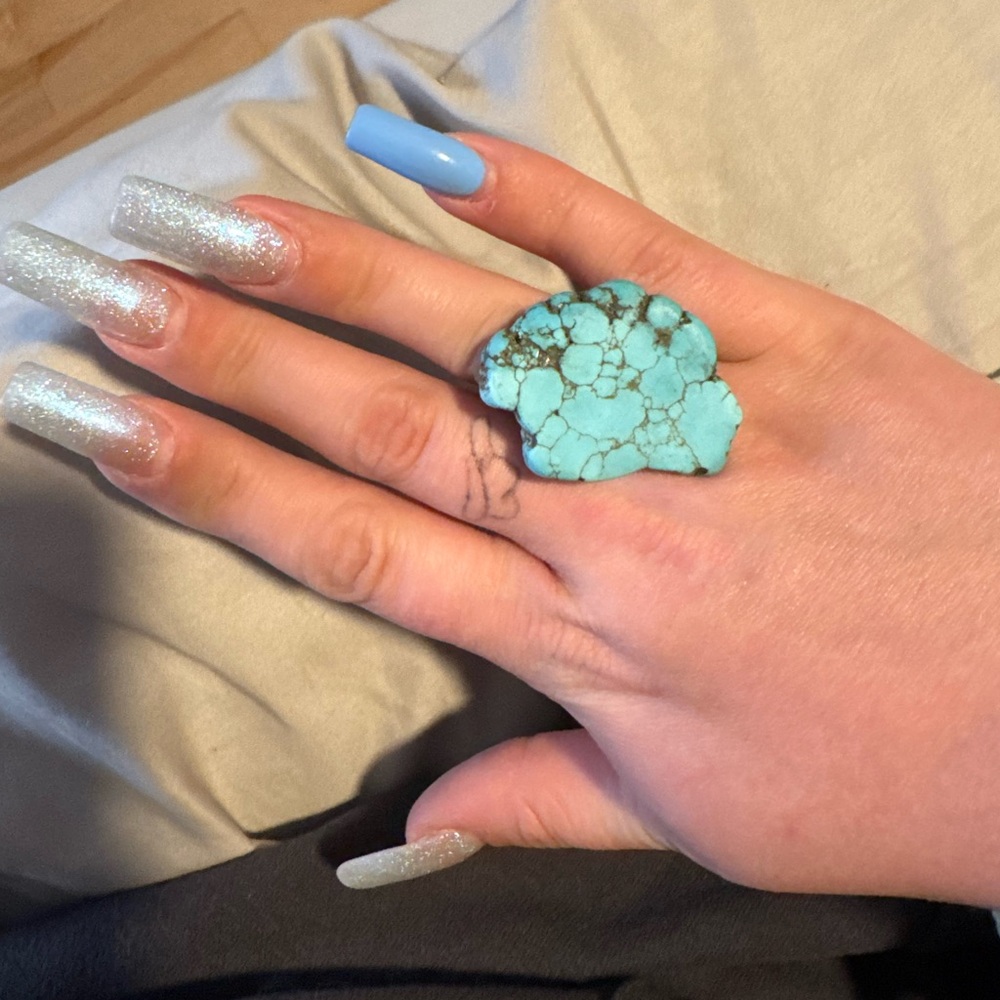 Turquoise Chunk Statement Ring - image 1